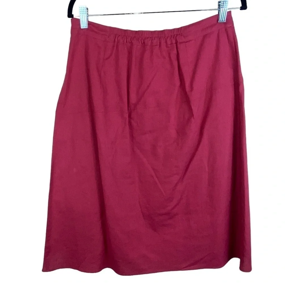 Soft Surroundings Salmon/Pink Skirt petite small Asymmetrical Pleat Zip‎ Front